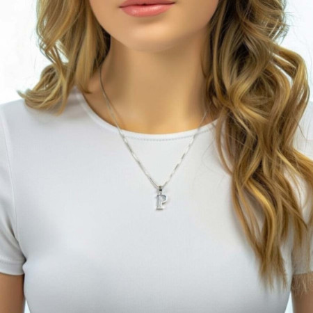 Strieborný prívesok - písmeno P, číre okrúhle zirkóny | Argento.sk