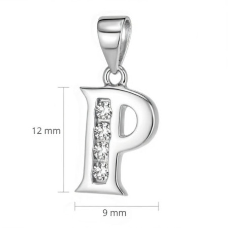 Strieborný prívesok - písmeno P, číre okrúhle zirkóny | Argento.sk