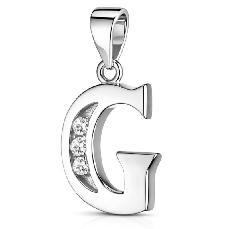 Strieborný prívesok - písmeno G, číre okrúhle zirkóny | Argento.sk