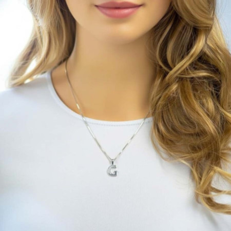 Strieborný prívesok - písmeno G, číre okrúhle zirkóny | Argento.sk