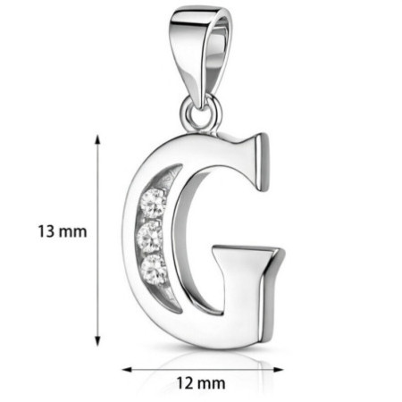 Strieborný prívesok - písmeno G, číre okrúhle zirkóny | Argento.sk