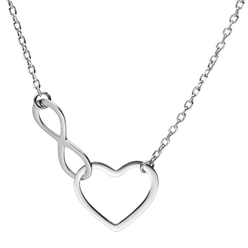 Strieborný náhrdelník - srdiečko, nekonečno, dĺžka 43 až 46 cm | Argento.sk