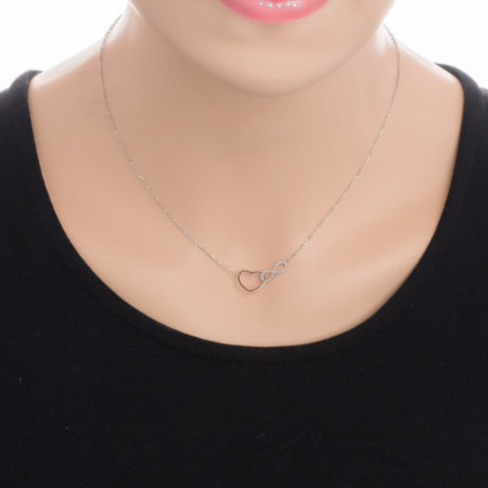 Strieborný náhrdelník - srdiečko, nekonečno, dĺžka 43 až 46 cm | Argento.sk