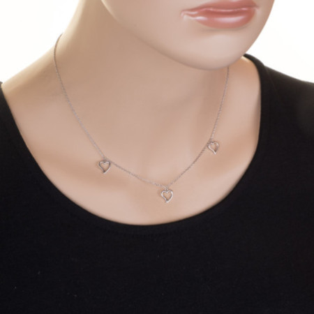 Strieborný náhrdelník - srdiečko, dĺžka 43 až 46 cm | Argento.sk