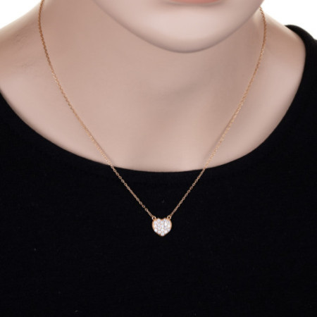 Pozlátený strieborný náhrdelník - srdiečko, číre okrúhle zirkóny, dĺžka 43 až 46 cm | Argento.sk
