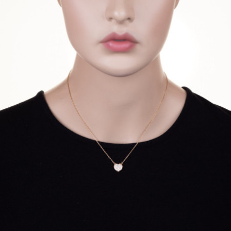 Pozlátený strieborný náhrdelník - srdiečko, číre okrúhle zirkóny, dĺžka 43 až 46 cm | Argento.sk