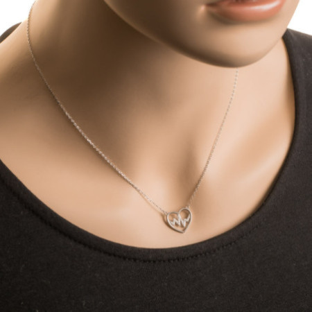 Strieborný náhrdelník - srdiečko, EKG, číre okrúhle zirkóny, dĺžka 43 až 46 cm | Argento.sk