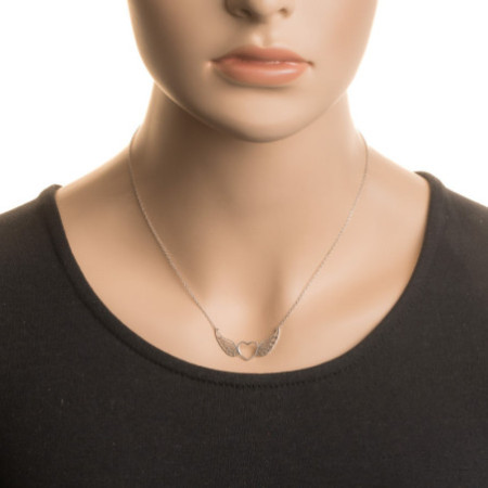 Strieborný náhrdelník - srdiečko, anjelské krídlo, dĺžka 43 až 46 cm | Argento.sk