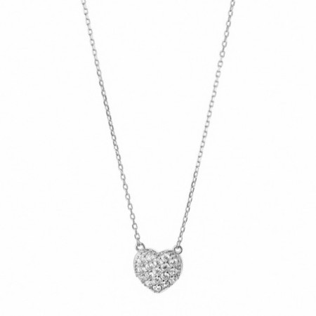 Strieborný náhrdelník - srdiečko, číre okrúhle zirkóny, dĺžka 43 až 46 cm | Argento.sk