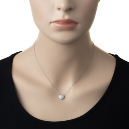 Strieborný náhrdelník - srdiečko, číre okrúhle zirkóny, dĺžka 43 až 46 cm | Argento.sk