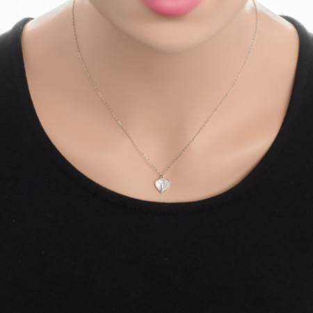 Strieborný náhrdelník - srdiečko, kľúč, perleť, dĺžka 43 až 46 cm | Argento.sk