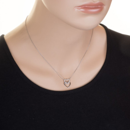 Strieborný náhrdelník - srdiečko, číre okrúhle zirkóny, dĺžka 43 až 46 cm | Argento.sk