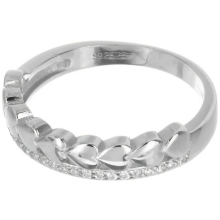 Strieborný prsteň - srdiečko, číre okrúhle zirkóny | Argento.sk