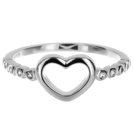 Strieborný prsteň - srdiečko, číre okrúhle zirkóny | Argento.sk