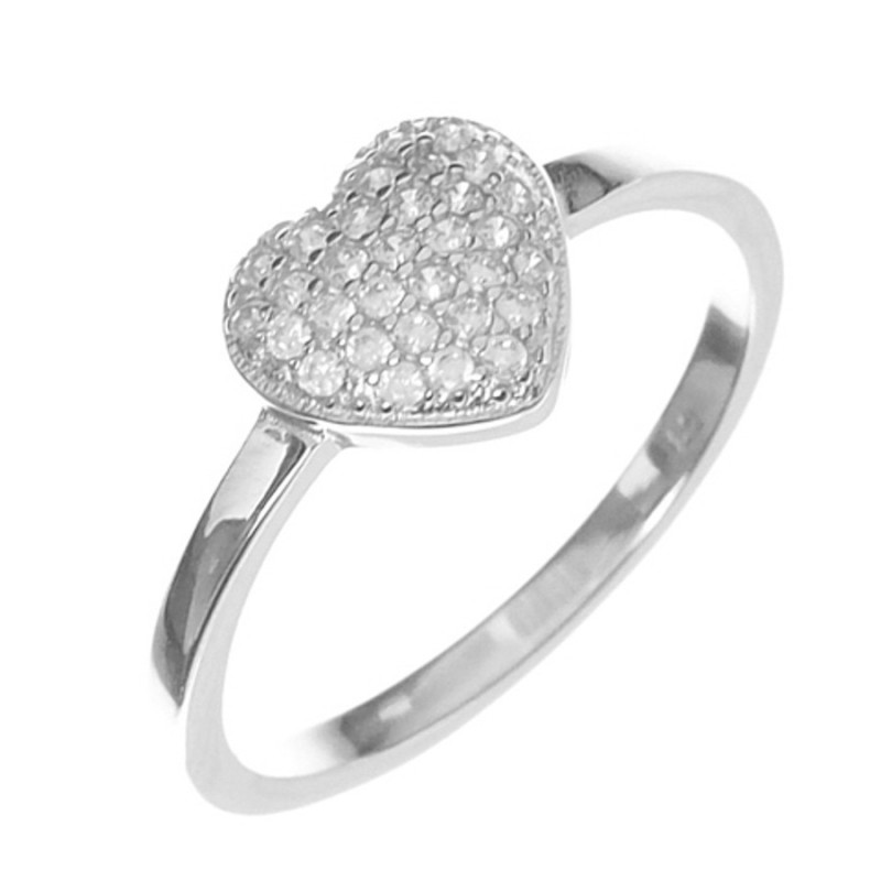 Strieborný prsteň - srdiečko, číre okrúhle zirkóny | Argento.sk