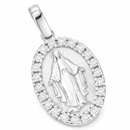 Prívesok z bieleho zlata Zázračná medaila - číre okrúhle zirkóny | Argento.sk