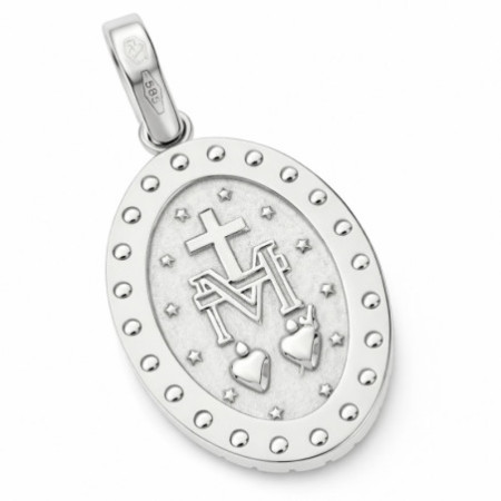 Prívesok z bieleho zlata Zázračná medaila - číre okrúhle zirkóny | Argento.sk