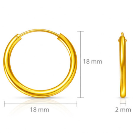 Pozlátené strieborné náušnice krúžky - 18 mm priemer | Argento.sk