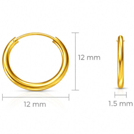 Pozlátené strieborné náušnice krúžky - 12 mm priemer | Argento.sk