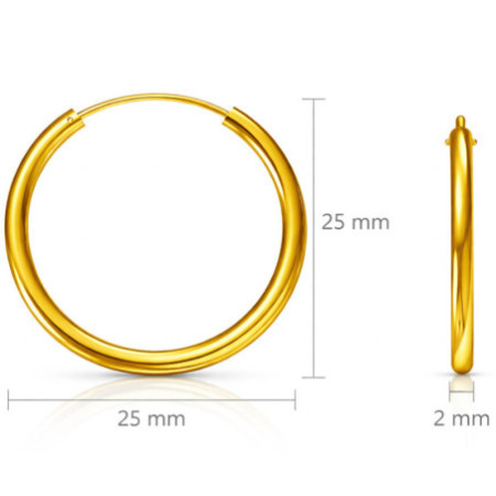 Pozlátené strieborné náušnice kruhy - 25 mm priemer | Argento.sk