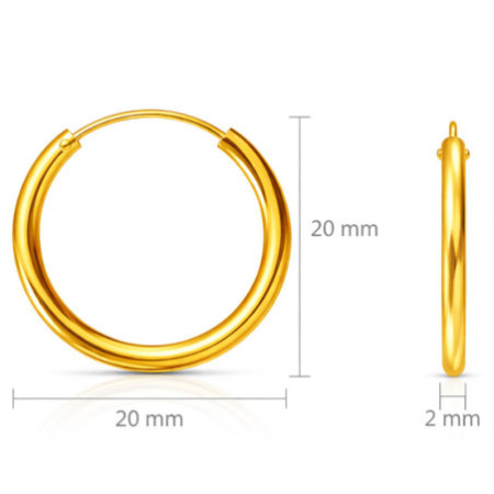 Pozlátené strieborné náušnice kruhy - 20 mm priemer | Argento.sk