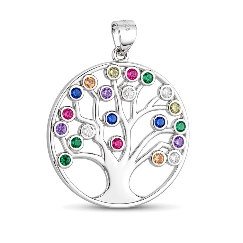 Strieborný prívesok - strom života, farebné okrúhle zirkóny | Argento.sk
