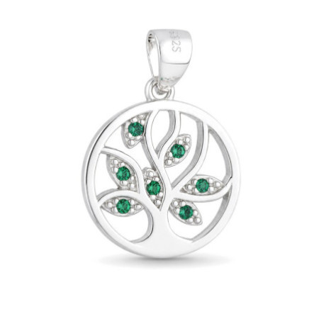 Strieborný prívesok - strom života, zelené okrúhle zirkóny | Argento.sk