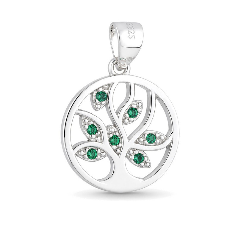 Strieborný prívesok - strom života, zelené okrúhle zirkóny | Argento.sk