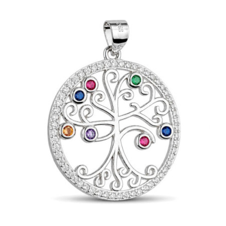 Strieborný prívesok - strom života, farebné okrúhle zirkóny | Argento.sk