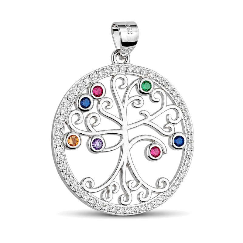 Strieborný prívesok - strom života, farebné okrúhle zirkóny | Argento.sk