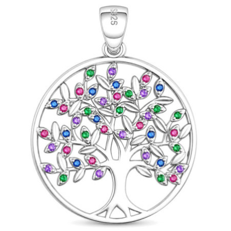 Strieborný prívesok - strom života, farebné okrúhle zirkóny | Argento.sk