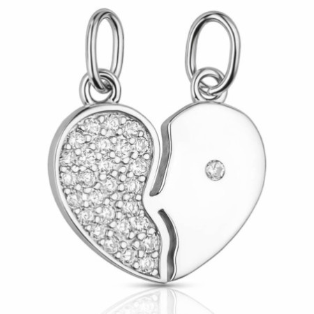 Strieborný prívesok pre dvoch - srdiečko, číre okrúhle zirkóny | Argento.sk