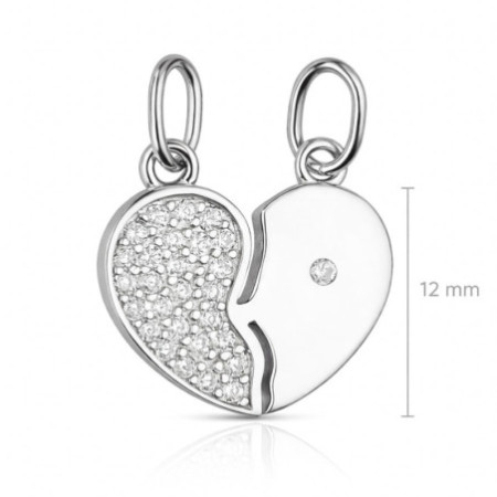 Strieborný prívesok pre dvoch - srdiečko, číre okrúhle zirkóny | Argento.sk