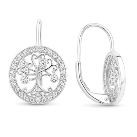 Strieborné náušnice - strom života, číre okrúhle zirkóny | Argento.sk