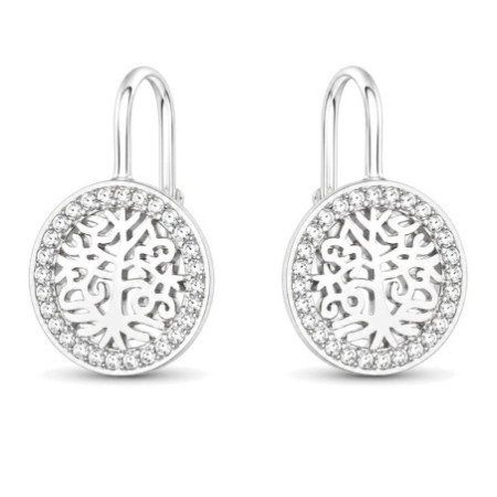 Strieborné náušnice - strom života, číre okrúhle zirkóny | Argento.sk