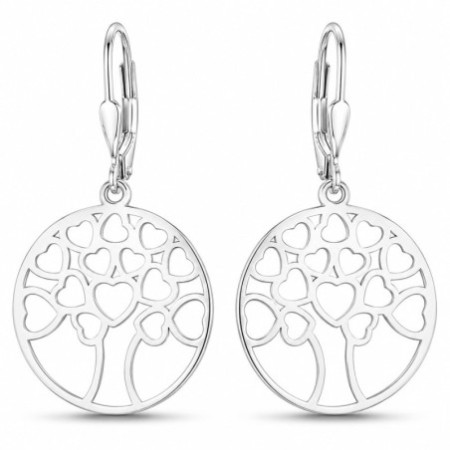 Strieborné náušnice - strom života, srdiečka | Argento.sk