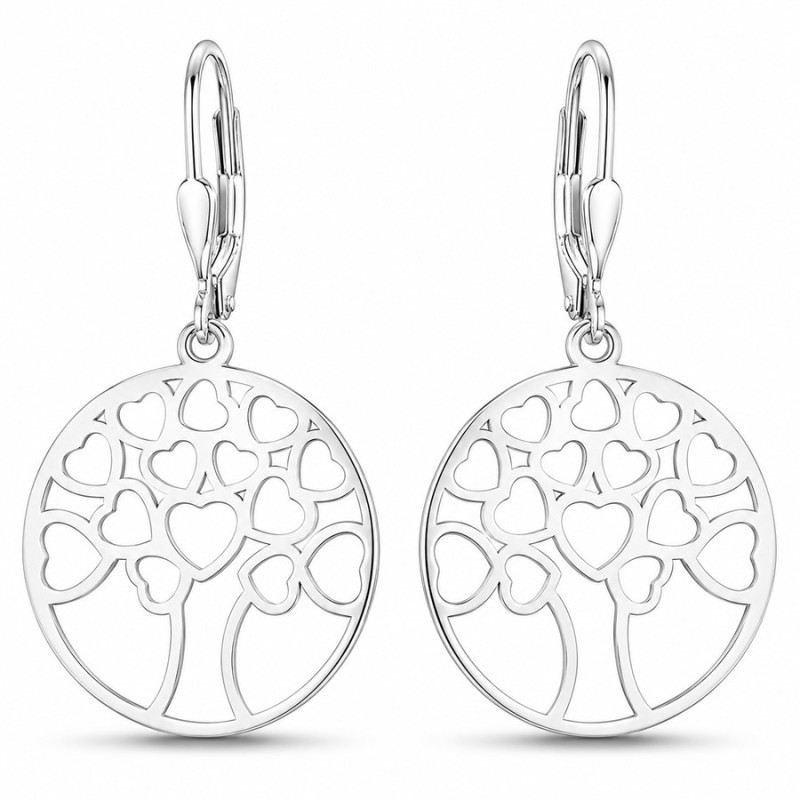 Strieborné náušnice - strom života, srdiečka | Argento.sk