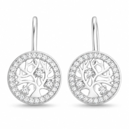 Strieborné náušnice - strom života, číre okrúhle zirkóny | Argento.sk