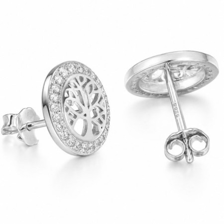 Strieborné náušnice - strom života, číre okrúhle zirkóny | Argento.sk