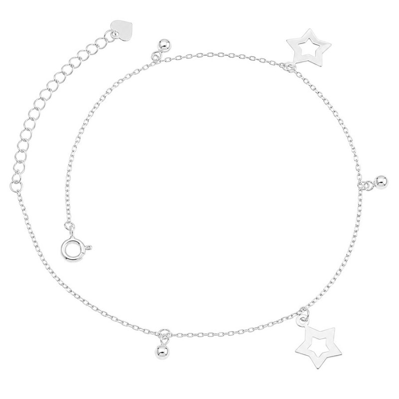 Strieborný náramok na nohu - hviezdičky, dĺžka 22 až 26 cm | Argento.sk