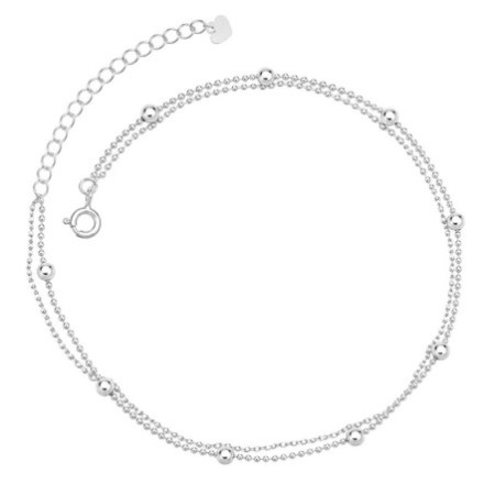 Strieborný náramok na nohu - guľky, dĺžka 22 až 26 cm | Argento.sk