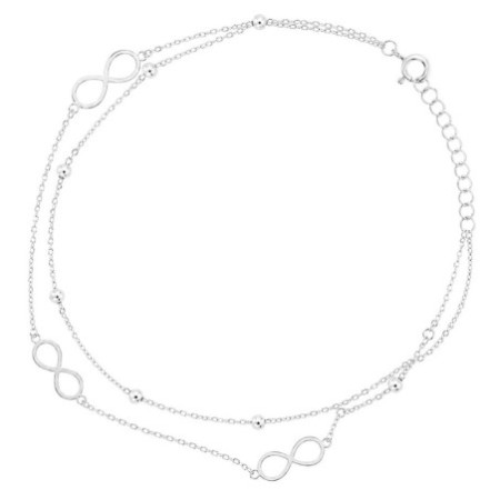 Strieborný náramok na nohu - nekonečno, guľky, dĺžka 22 až 26 cm | Argento.sk