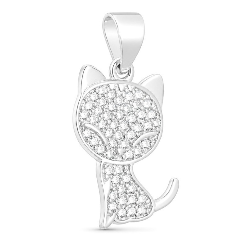 Strieborný prívesok - mačka, číre okrúhle zirkóny | Argento.sk