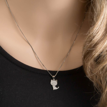 Strieborný prívesok - mačka, číre okrúhle zirkóny | Argento.sk