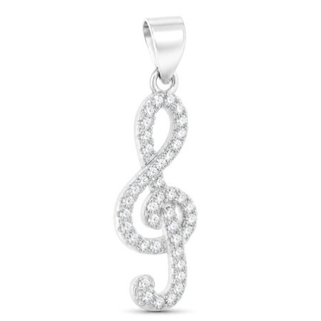 Strieborný prívesok - husľový kľúč, číre okrúhle zirkóny | Argento.sk
