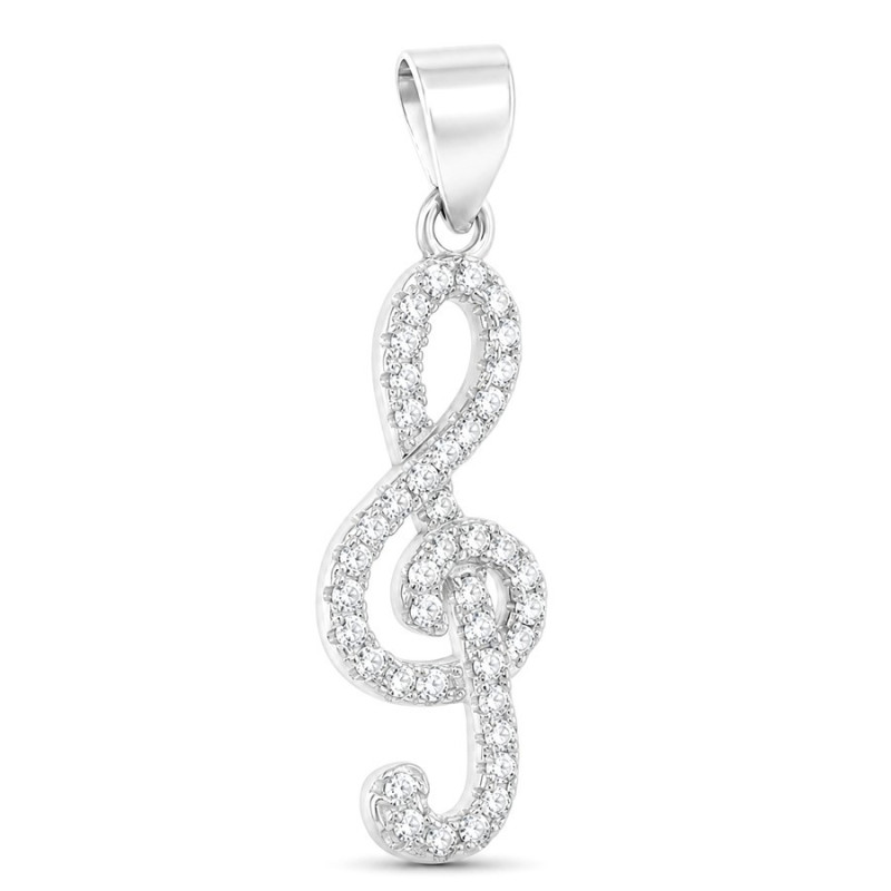 Strieborný prívesok - husľový kľúč, číre okrúhle zirkóny | Argento.sk