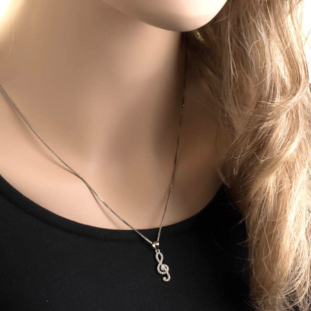 Strieborný prívesok - husľový kľúč, číre okrúhle zirkóny | Argento.sk