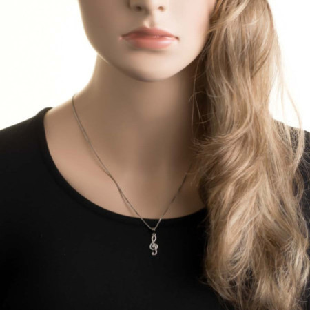 Strieborný prívesok - husľový kľúč, číre okrúhle zirkóny | Argento.sk
