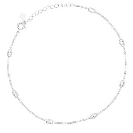 Strieborný náramok na nohu - diamantovo brúsené valčeky, dĺžka 22 až 26 cm | Argento.sk