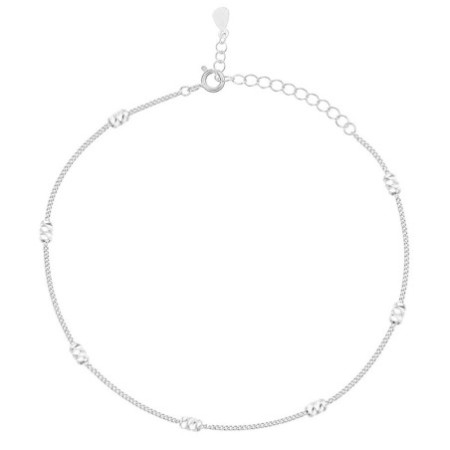 Strieborný náramok na nohu - diamantovo brúsené valčeky, dĺžka 22 až 26 cm | Argento.sk